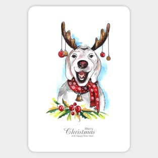 Cute Puppy Holding Christmas Ball Sticker